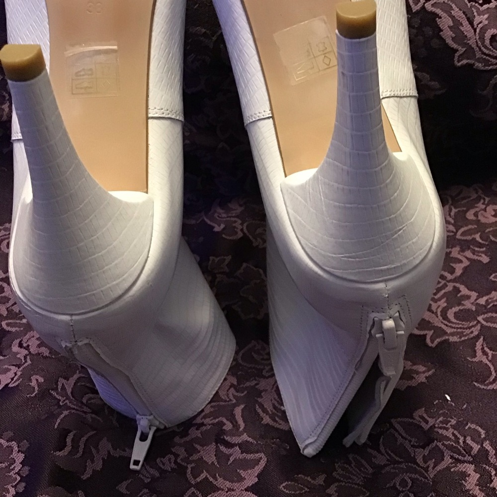 Free People White Leather Zip Boots Booties. Size 38 - Picture 7 of 16